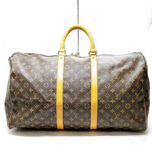 Louis Vuitton LV Boston Bag Keepall 55 Brown Monogram 899-073125